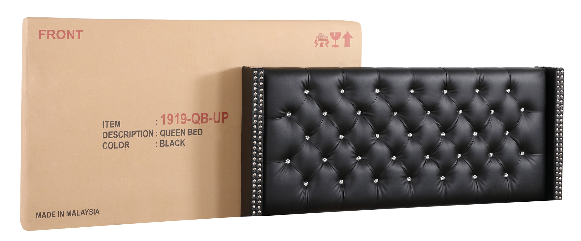 Julie G1919 Fb Up Full Upholstered Bedblack Black Foam Pu