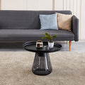 Smoke Glass Base With Black Painting Top Coffee Table, Living Room Center Table Smoke Glass