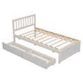 Modern Design Wooden Twin Size Platform Bed With 2 Drawers For White Washed Color White Washed Rubber Wood