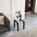 Tempered Transparent Glass End Table, 2 Layers Small Table With Storage, Living Room Side Table Clear Tempered Glass