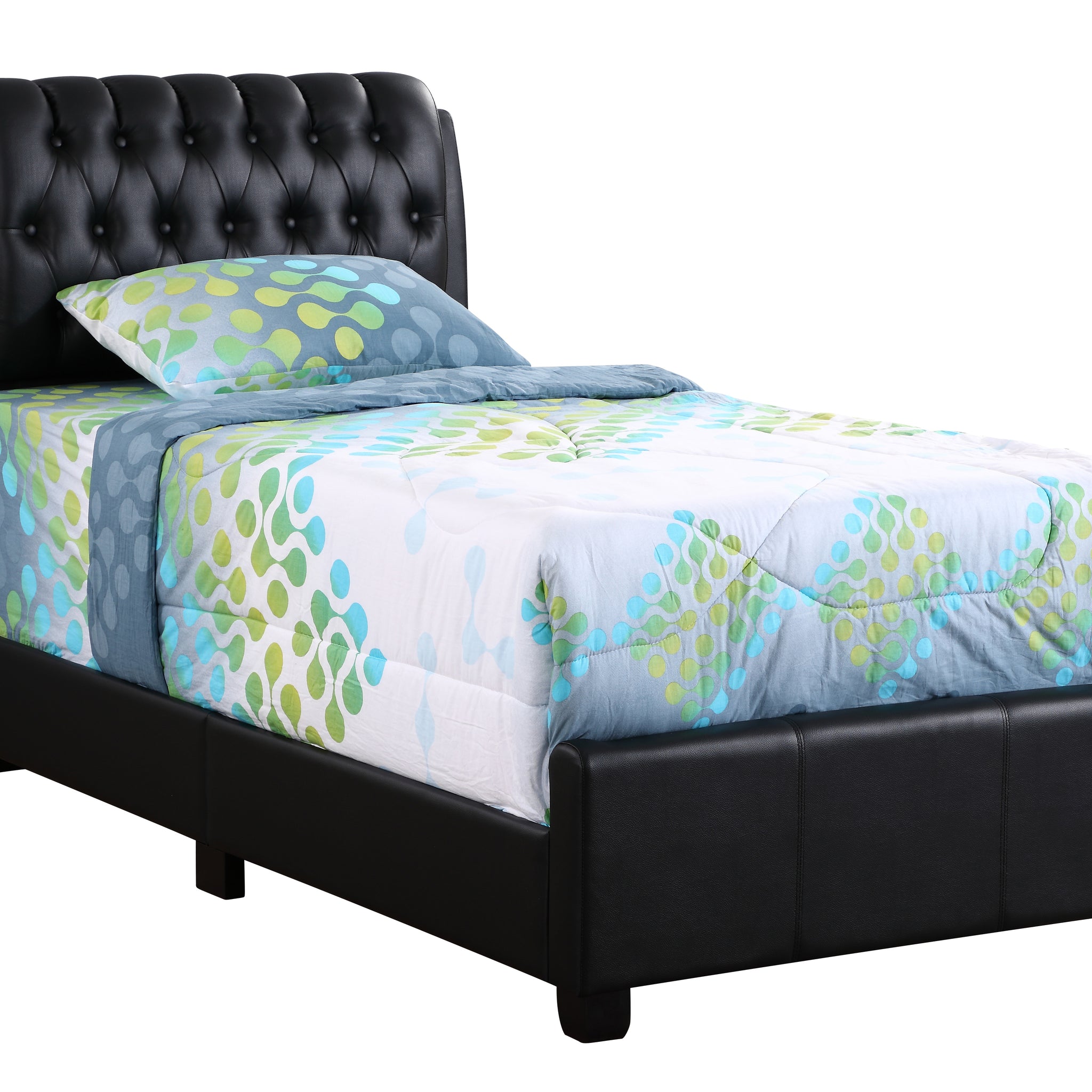 Stylish Contemporary Twin Bed In Bold Black Black Foam Pu
