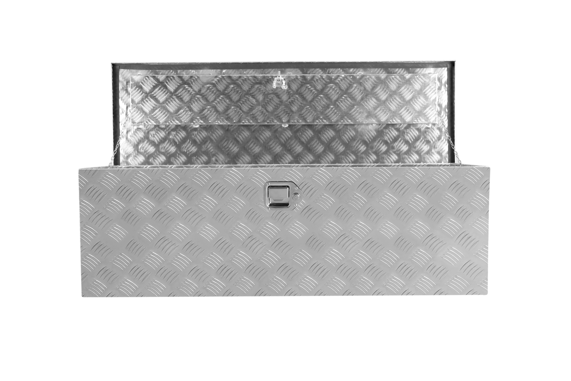 48 Inch Heavy Duty Silver Aluminum Stripes Plated Tool Long Box Pick Up Truck Bed Rv Trailer Toolbox Storage Organizer, Waterproof Underbody Tool Box Storage With Lock And Key 48" 15.2" 15.2" Silver Aluminum
