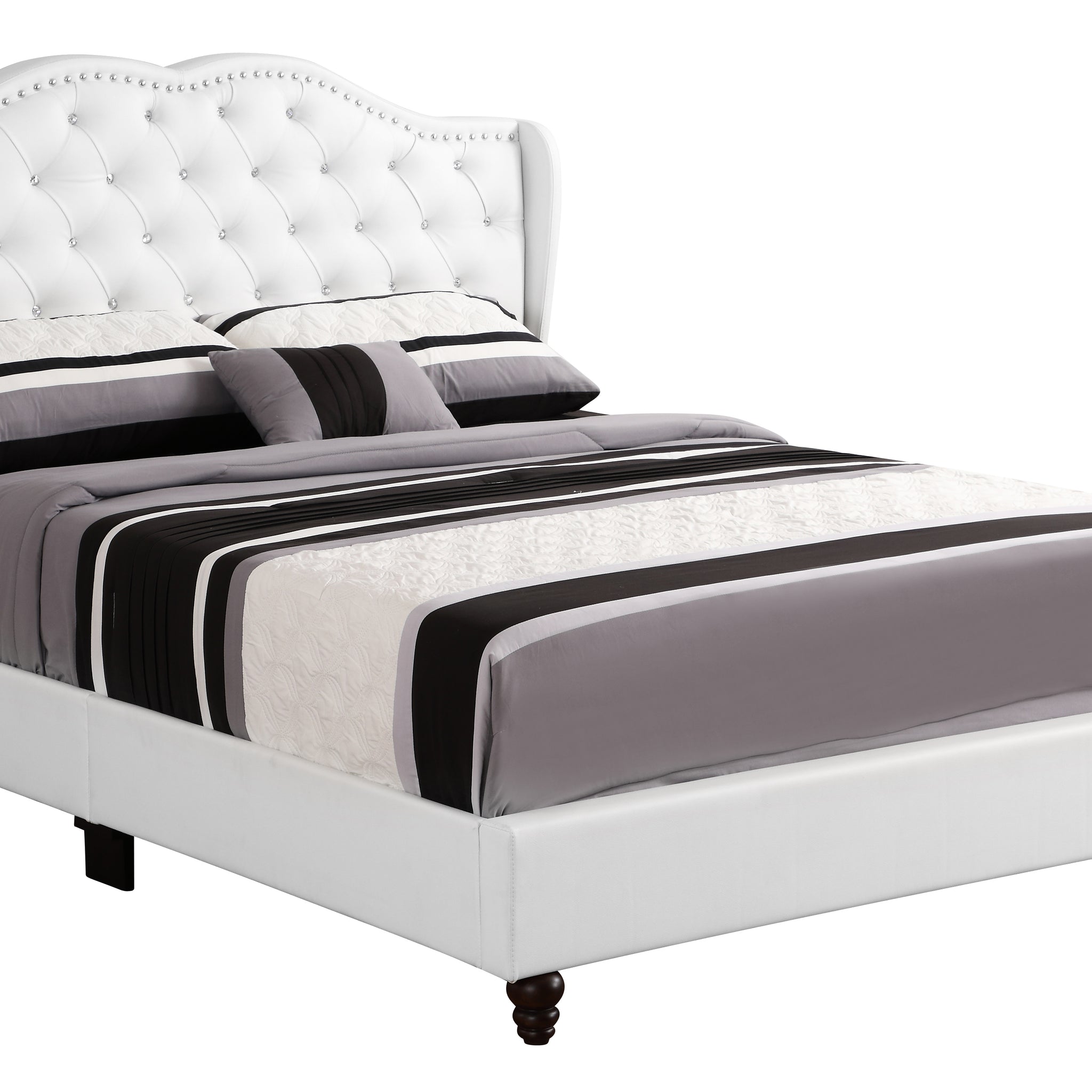 Joy G1926 Qb Up Queen Upholstered Bedwhite White Foam Pu