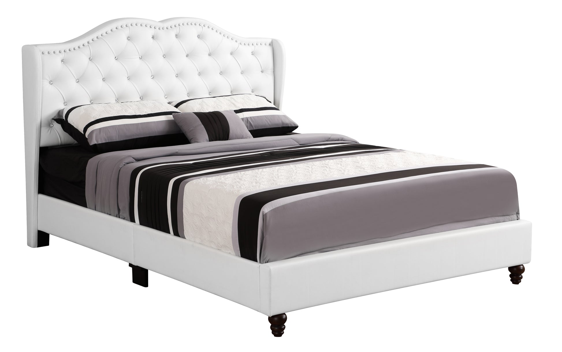 Joy G1926 Qb Up Queen Upholstered Bedwhite White Foam Pu