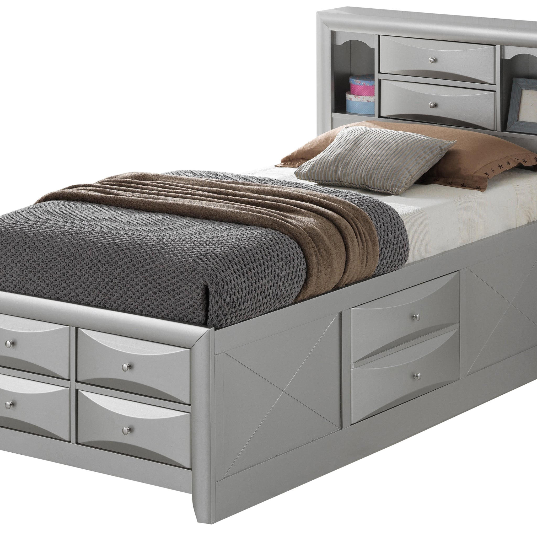 Marilla G1503G Tsb3 Twin Storage Bedsilver Champagne Champagne Particle Board