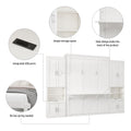 Queen Size Murphy Bed With 2 Side Cabinet Storage Shelves, 68 Inch Cabinet Bed Folding Wall Bed With Desk Combo Perfect For Guest Room, Study, Office,White Old Sku:Bs400491Aac Box Spring Not Required Queen White Wood White Pine Murphy Solid Wood Mdf