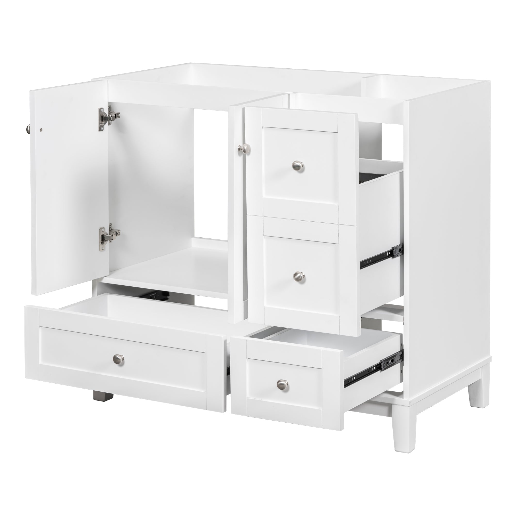 Cabinet Only 36" Bathroom Vanity, White Sink Not Included White Solid Wood Mdf Resin