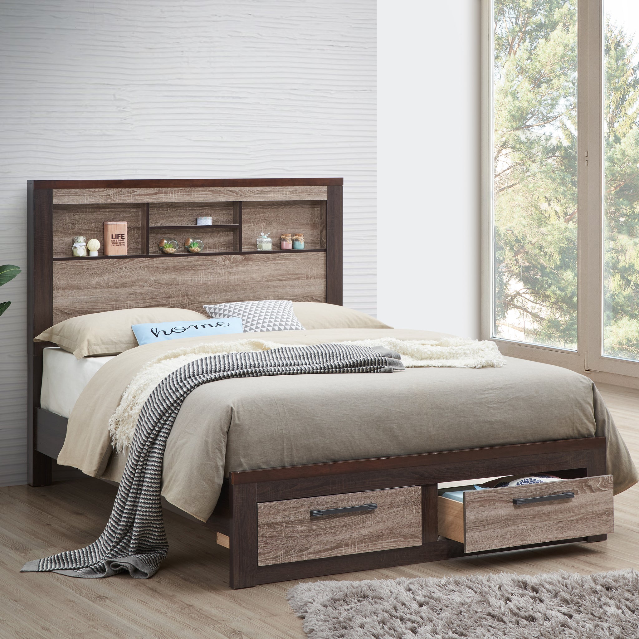 Magnolia G1400B Kb King Bedgray Brown Gray Mdf