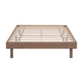 Modern Design Twin Size Floating Platform Bed Frame For Walnut Color Walnut Particle Board