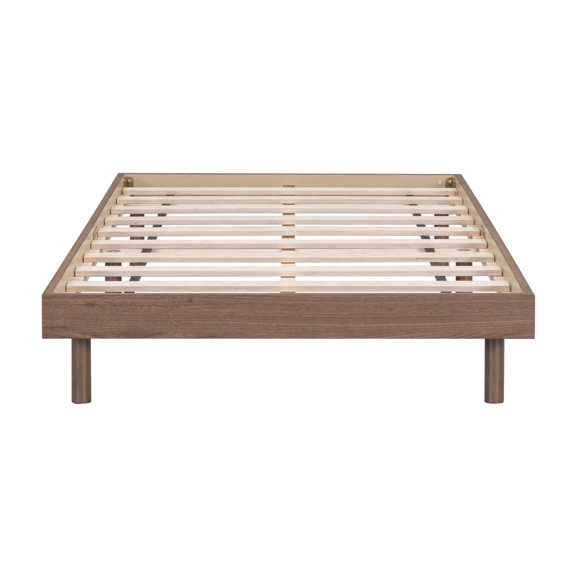 Modern Design Twin Size Floating Platform Bed Frame For Walnut Color Walnut Particle Board