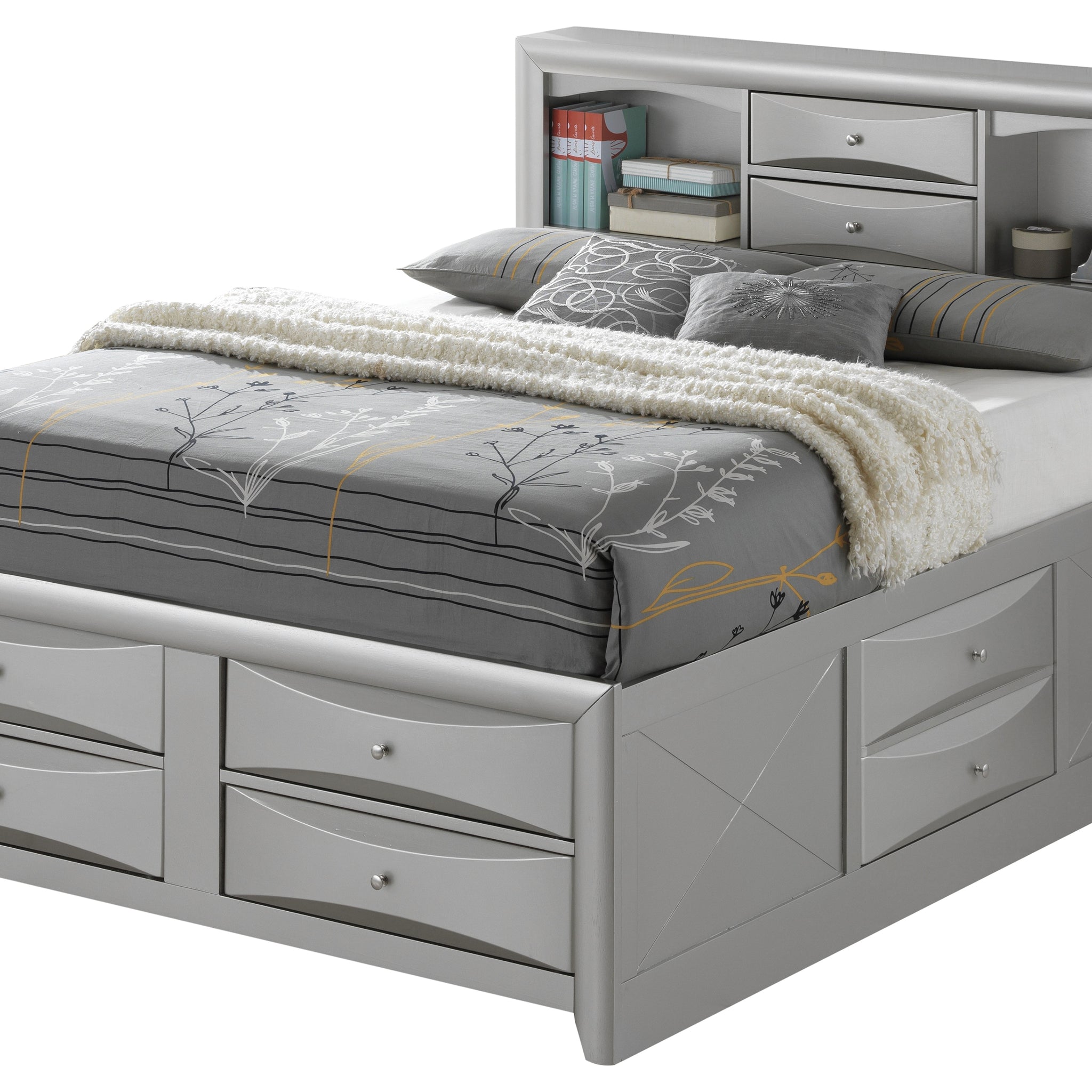 Marilla G1503G Qsb3 Queen Storage Bedsilver Champagne Champagne Particle Board