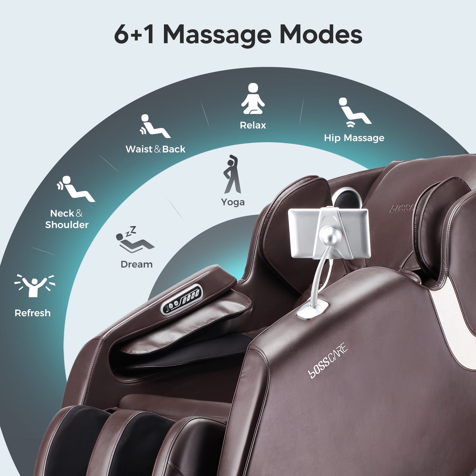 Bosscare 2023 Massage Full Body Chairs With Ai Voice, App Control Zero Gravity Shiatsu Recliner Massage Chair Brown Brown Leather Leather