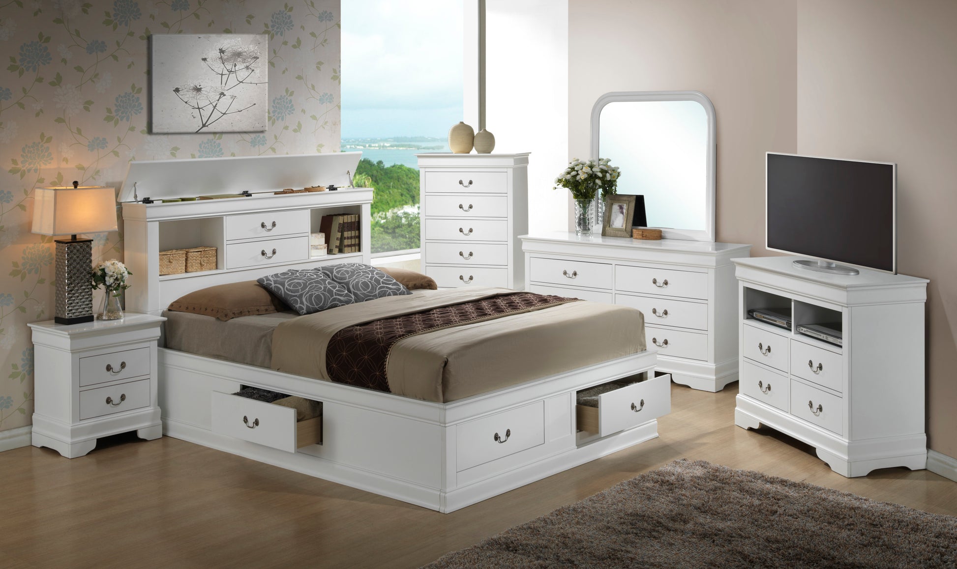 Louis Phillipe G3190B Fsb Full Storage Bedwhite White Particle Board