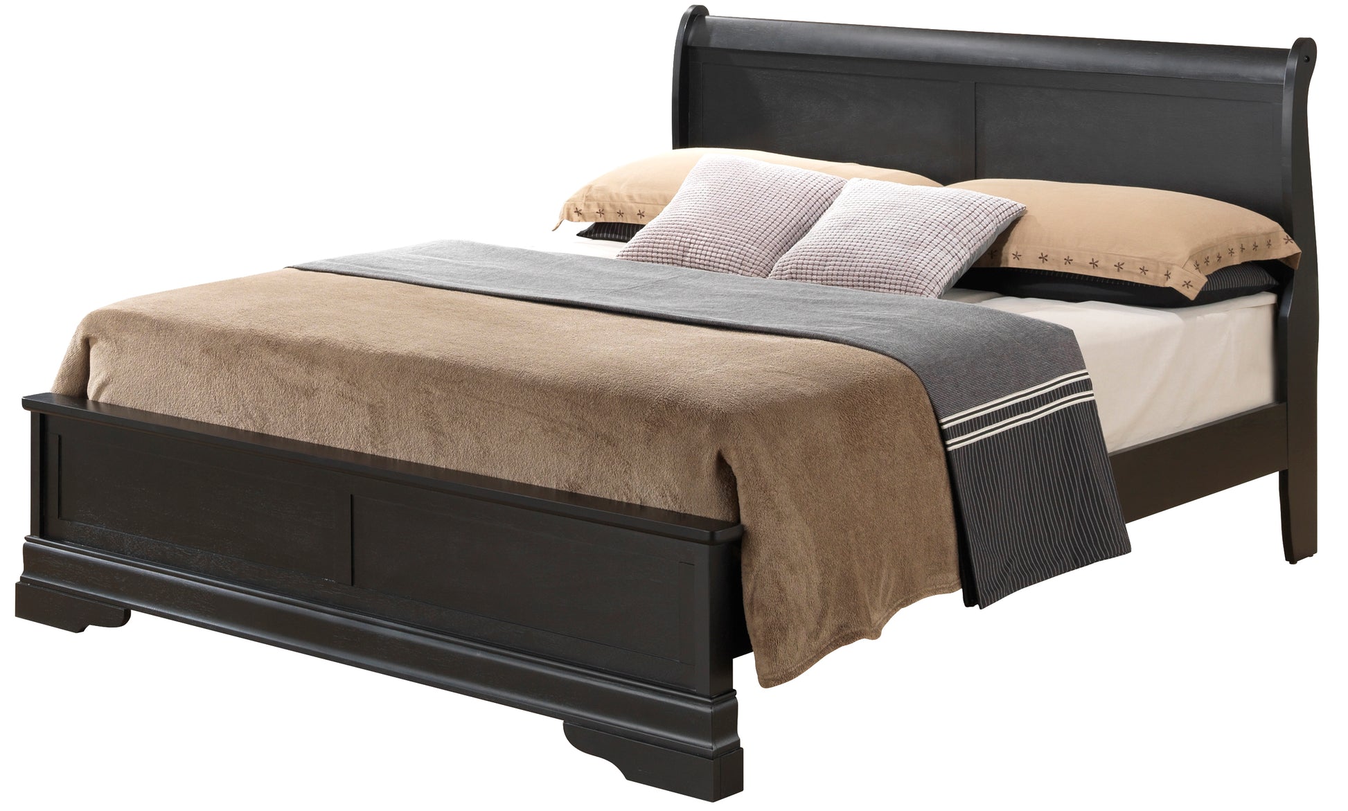 Traditional Black King Bed For Comfort Black Particle Board