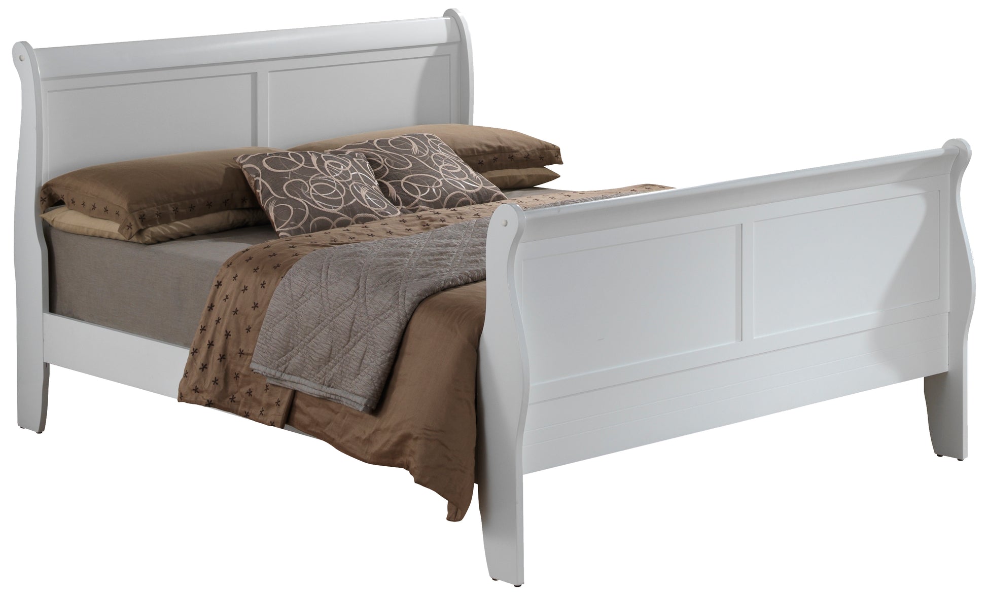 Elegant Traditional White Bed Frame White Particle Board