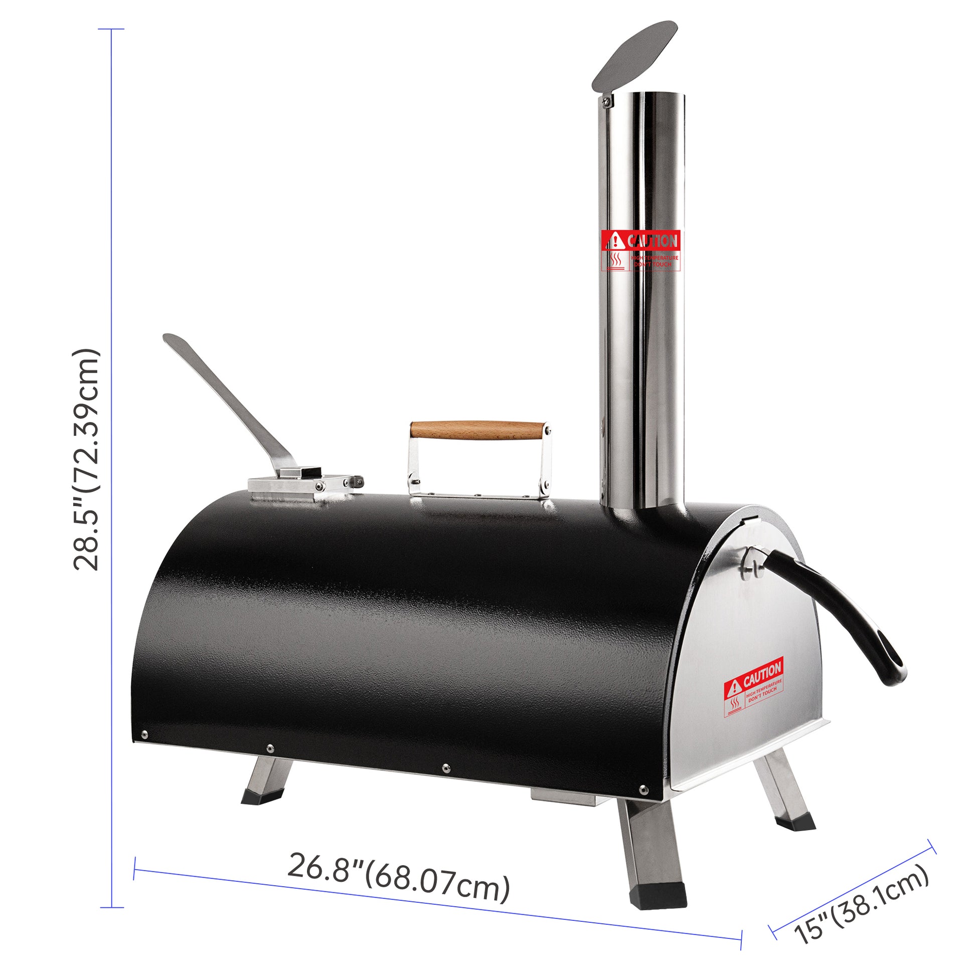 Black Pizza Oven Outdoor 12" Automatic Rotatable Pizza Ovens Portable Stainless Steel Wood Fired Pizza Oven Pizza Maker With Built In Thermometer Pizza Cutter Carry Bag Black Garden & Outdoor American Design Stainless Steel Stainless Steel