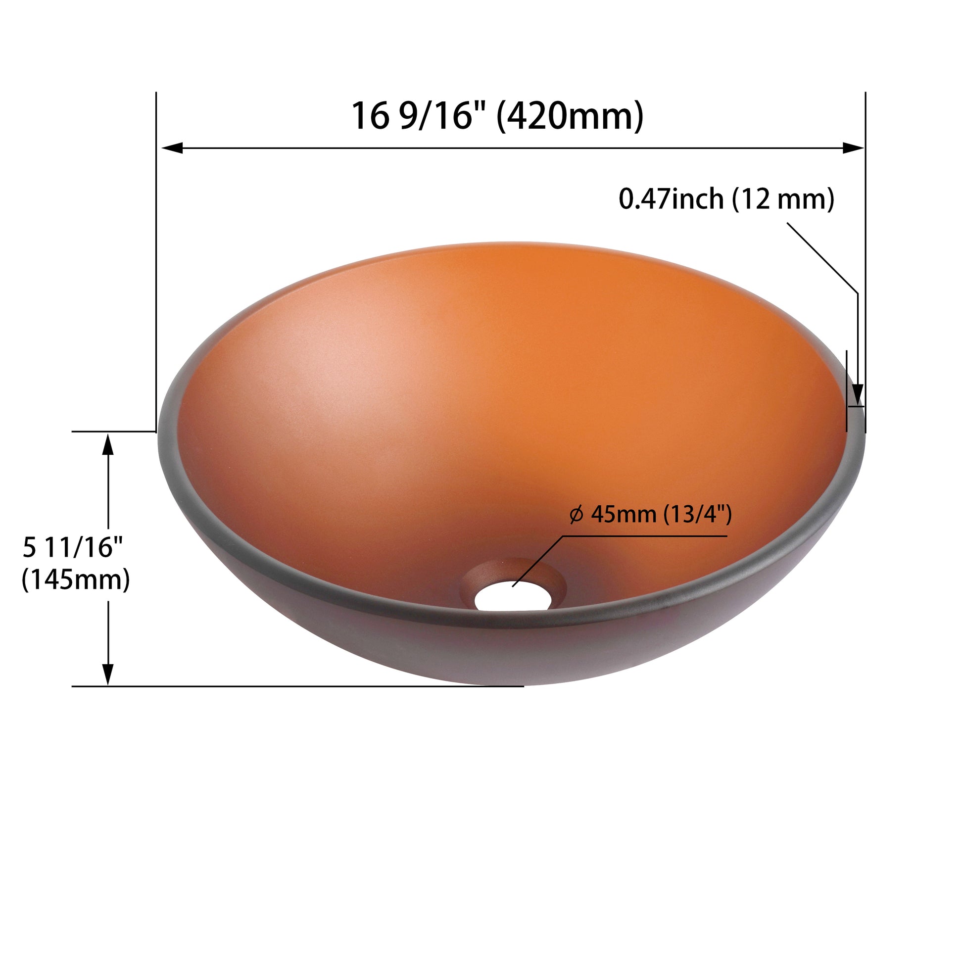 Tempered Glass Matte Bathroom Vessel Sink, Round Bathroom Basin Tempered Glass Matt Tea Brown Bathroom Modern Glass