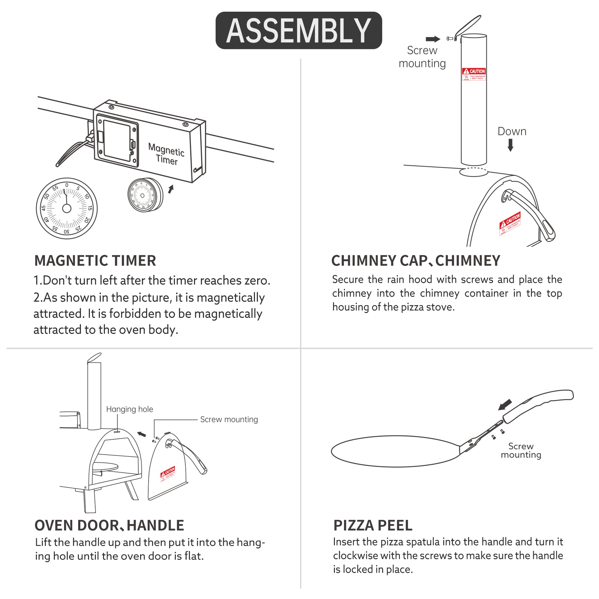 Pizza Oven Outdoor 12" Automatic Rotatable Pizza Ovens Portable Stainless Steel Wood Fired Pizza Oven Pizza Maker With Built In Thermometer Pizza Cutter Carry Bag Silver Garden & Outdoor American Design Stainless Steel Stainless Steel