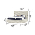 Modern Style King 4Pc Vanity Bedroom Set With Usb Ports & Made With Wood In Cream Box Spring Not Required King Cream Wood 4 Piece Set Bedroom Modern Solid Wood Mdf Tufted Velvet Wood