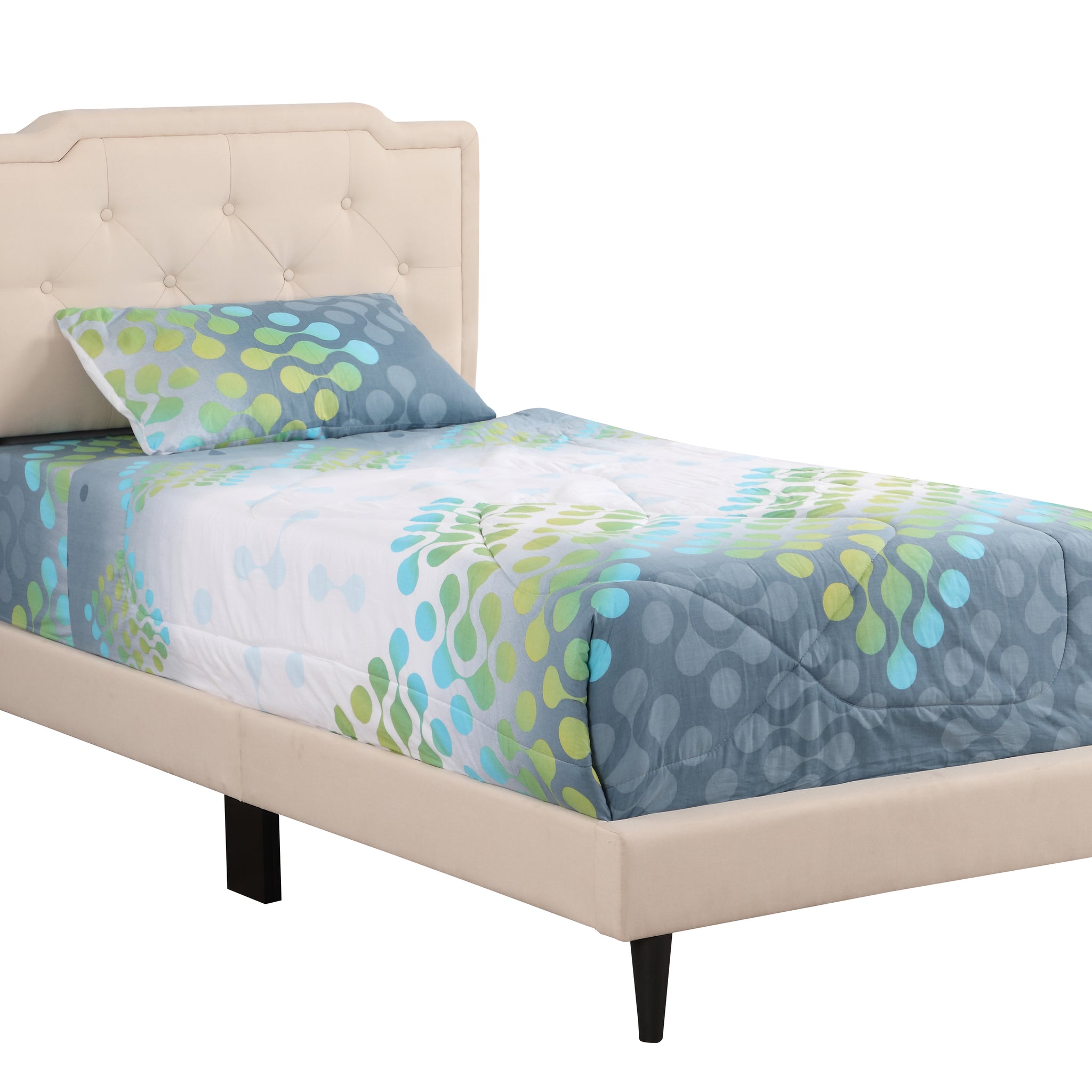 Charming Beige Twin Bed For Cozy Sleep Beige Foam Fabric