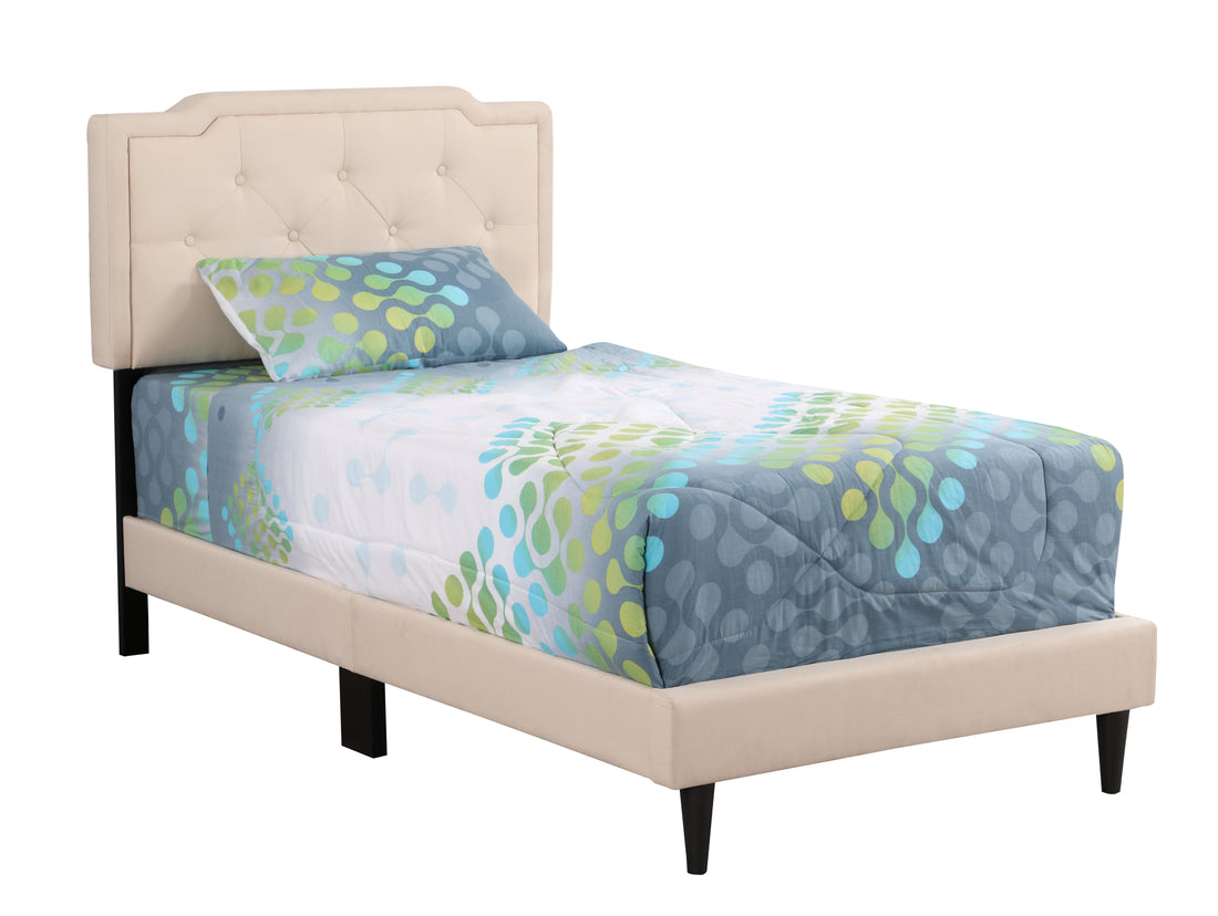 Charming Beige Twin Bed For Cozy Sleep Beige Foam Fabric