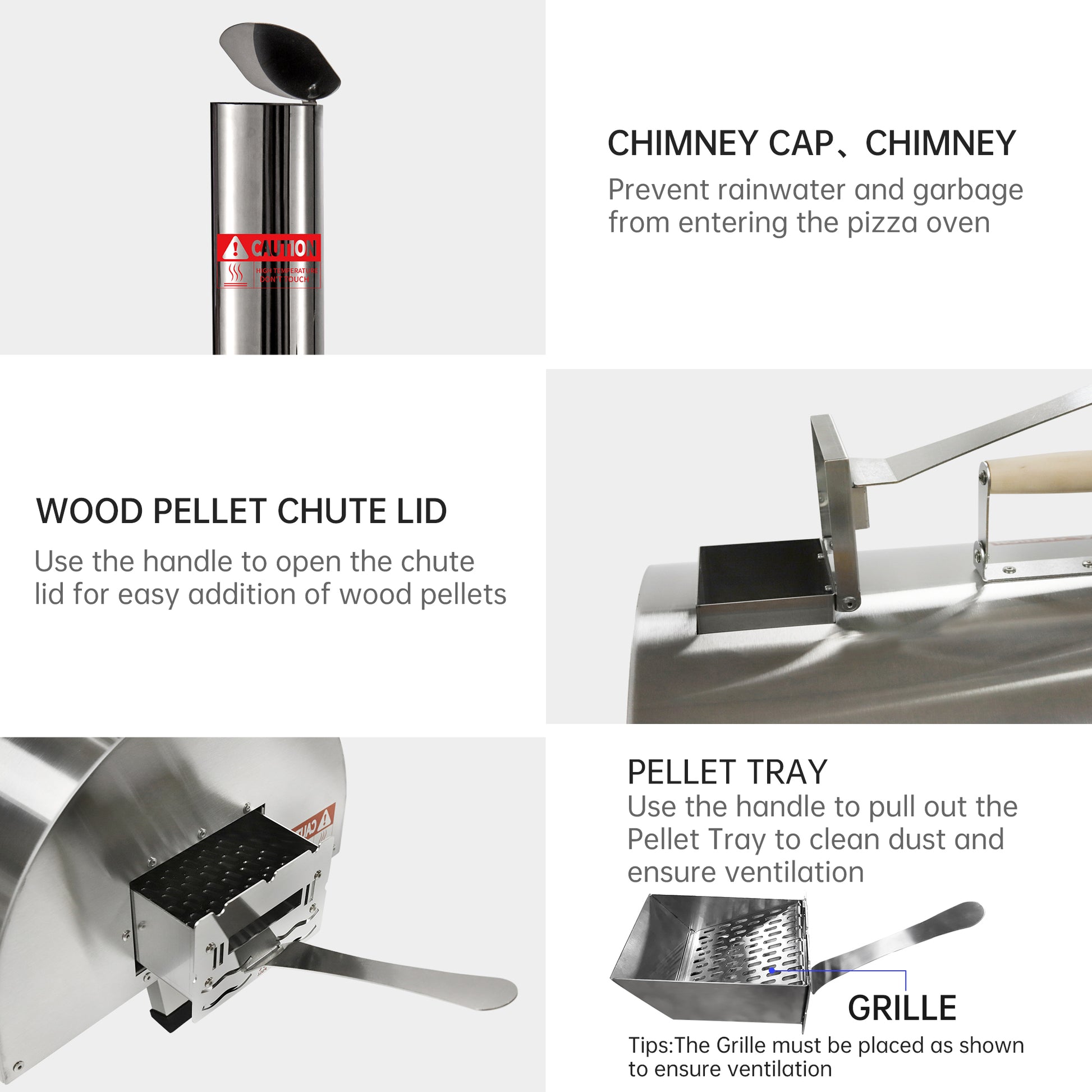 Pizza Oven Outdoor 12" Automatic Rotatable Pizza Ovens Portable Stainless Steel Wood Fired Pizza Oven Pizza Maker With Built In Thermometer Pizza Cutter Carry Bag Silver Garden & Outdoor American Design Stainless Steel Stainless Steel