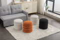 006 Soft Boucle Round Ottoman Footrest Stool,White White Boucle