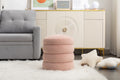 006 Soft Velvet Round Ottoman Footrest Stool,Pink Pink Velvet