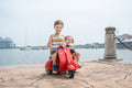 6V Licensed Vespa Scooter Motorcycle With Side Car For Kids, Red Red Chrome