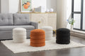 006 Soft Boucle Round Ottoman Footrest Stool,White White Boucle