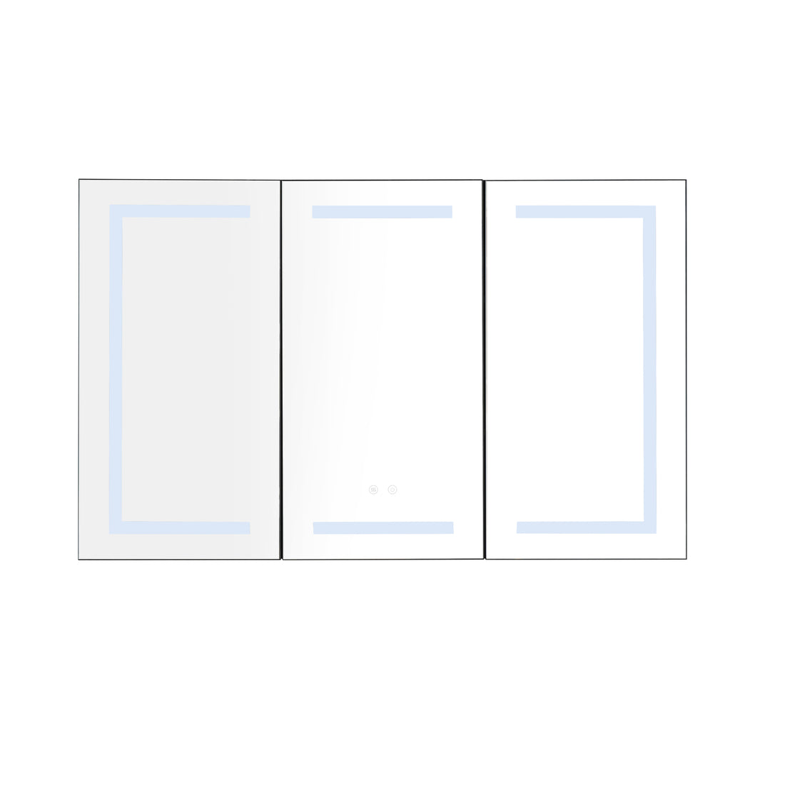 48*30 In Led Mirror Lighted Medicine Cabinet With Lights, Led Medicine Cabinet W Defogger, Dimmer, 3X Makeup Mirror, Outlets & Usb Matte Black Aluminium
