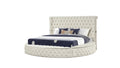 Modern Style King 4Pc Vanity Bedroom Set With Usb Ports & Made With Wood In Cream Box Spring Not Required King Cream Wood 4 Piece Set Bedroom Modern Solid Wood Mdf Tufted Velvet Wood
