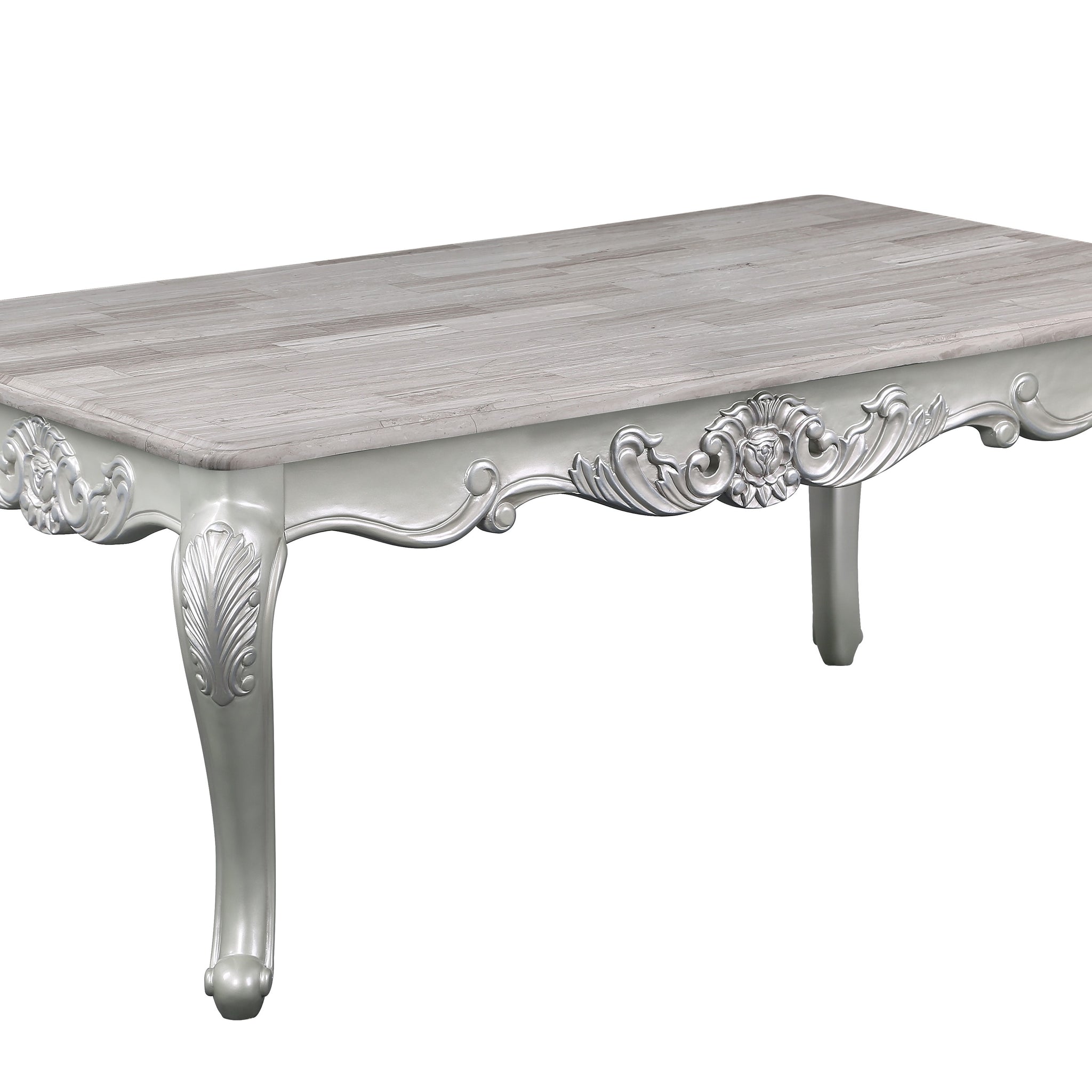 Melrose Traditional Style Coffee Table Made With Wood In Silver Finish Silver Gray Primary Living Space Traditional Open Storage Coffee & End Tables Wood Parsons