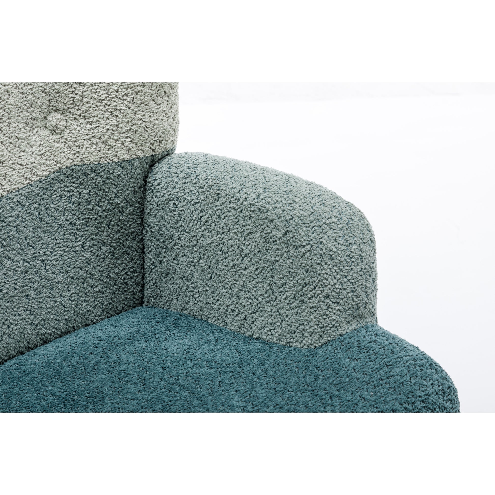 Modern Patchwork Accent Chair With Solid Wood Armrest And Feet, Mid Century Modern Accent Sofa, Fabric Sofa Chair For Living Room Bedroom Studio, Comfy Side Armchair For Bed, Green Dark Green Green Dark Green Foam Teddy