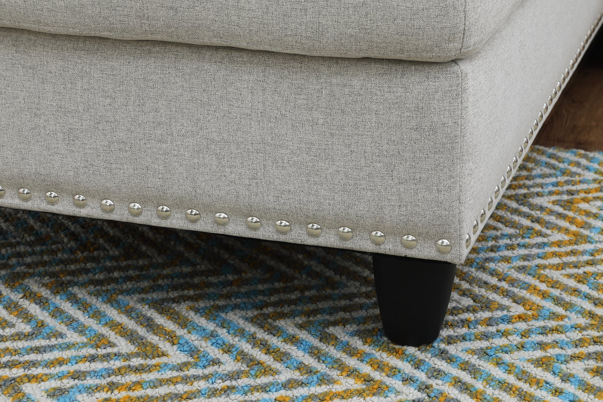 Alger 98" Wide Left Hand Facing Sofa & Chaise With Ottoman Light Gray Foam Linen