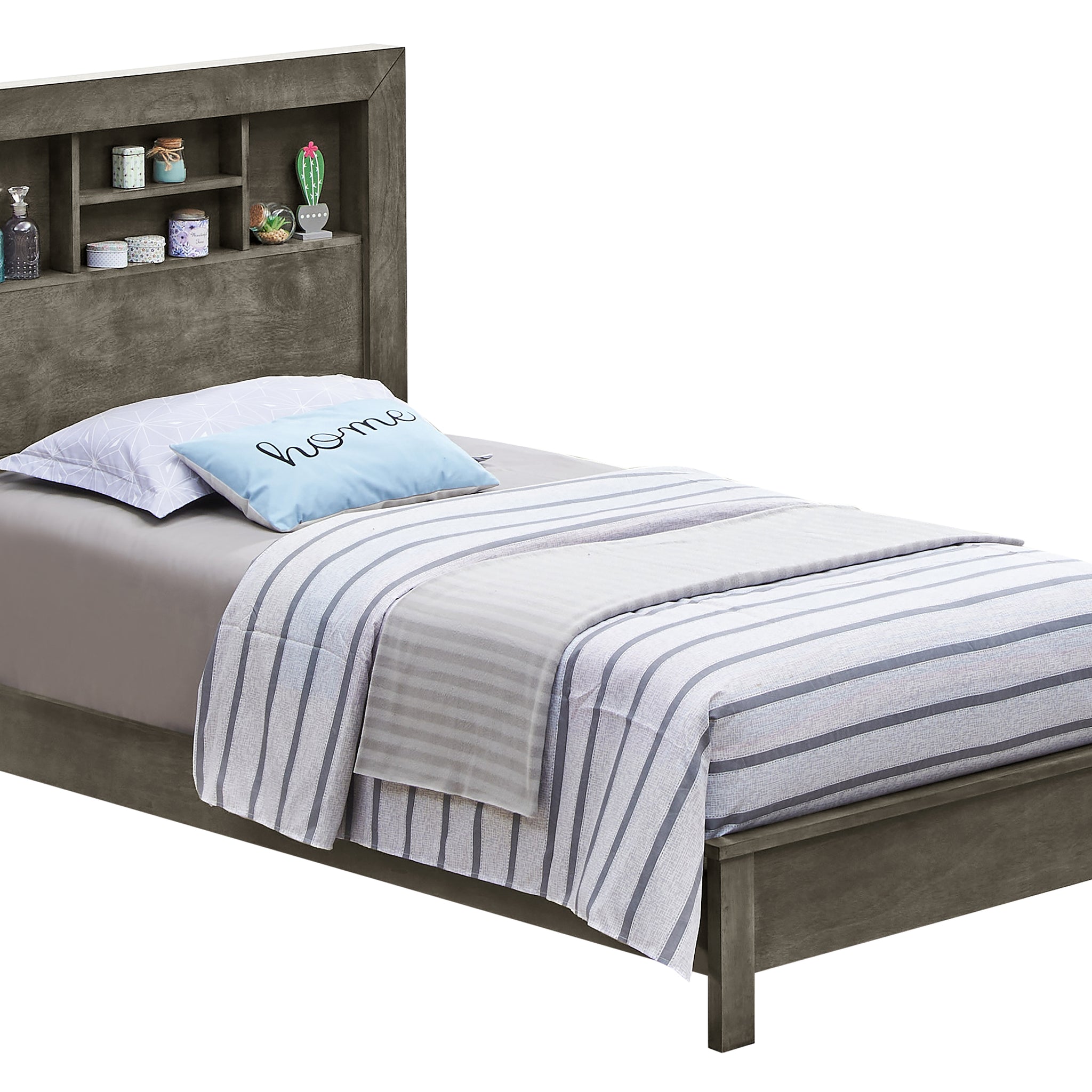 Tranquil Gray Transitional Bed For Comfort Box Spring Required Twin Gray Particle Board