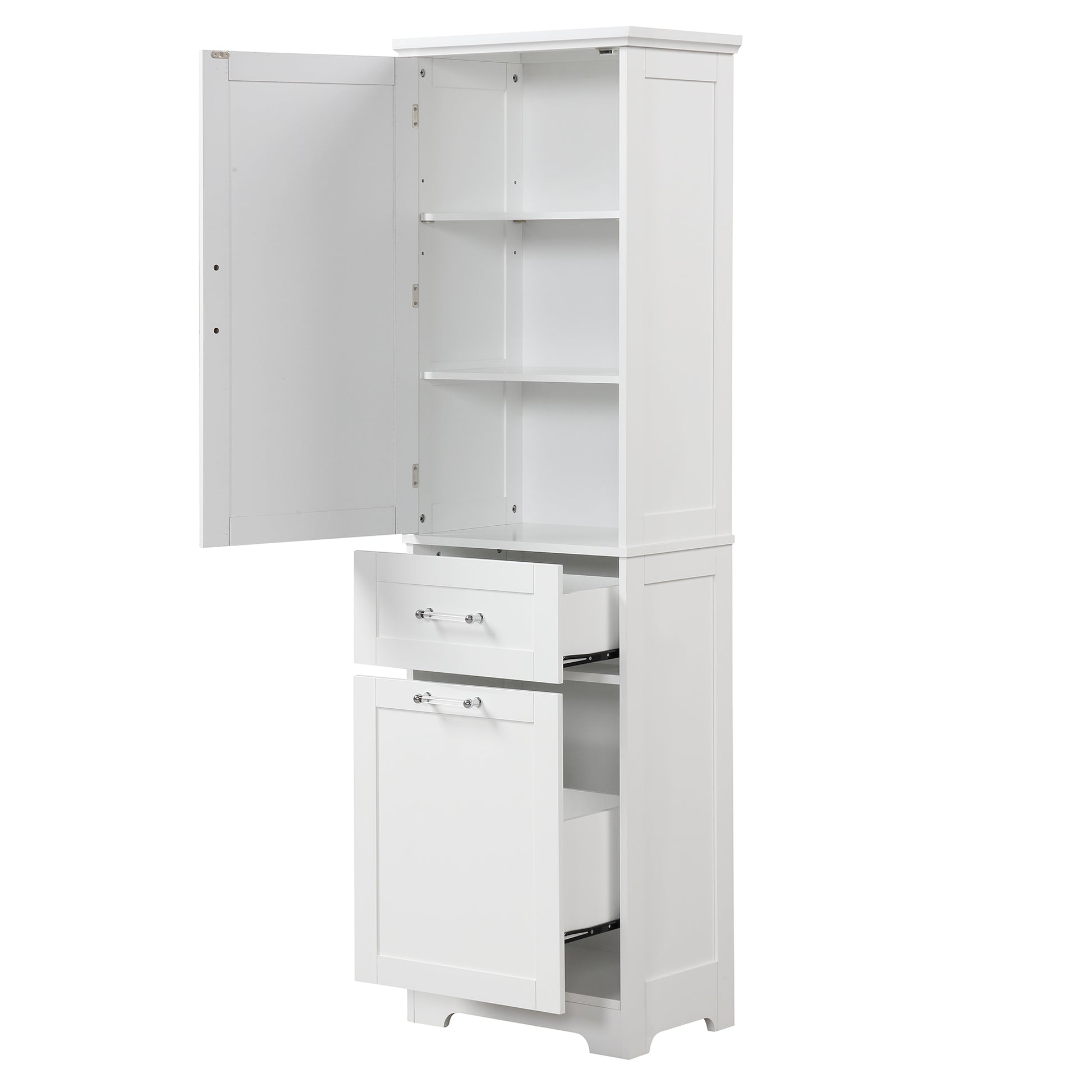 Tall Bathroom Storage Cabinet, Freestanding Storage Cabinet With Two Different Size Drawers And Adjustable Shelf, Mdf Board With Painted Finish, White Old Sku:Wf312730Aak White Mdf