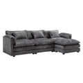 Modern Large Boucle Fabric L Shape Sectional Sofa Gray Boucle 3 Seat