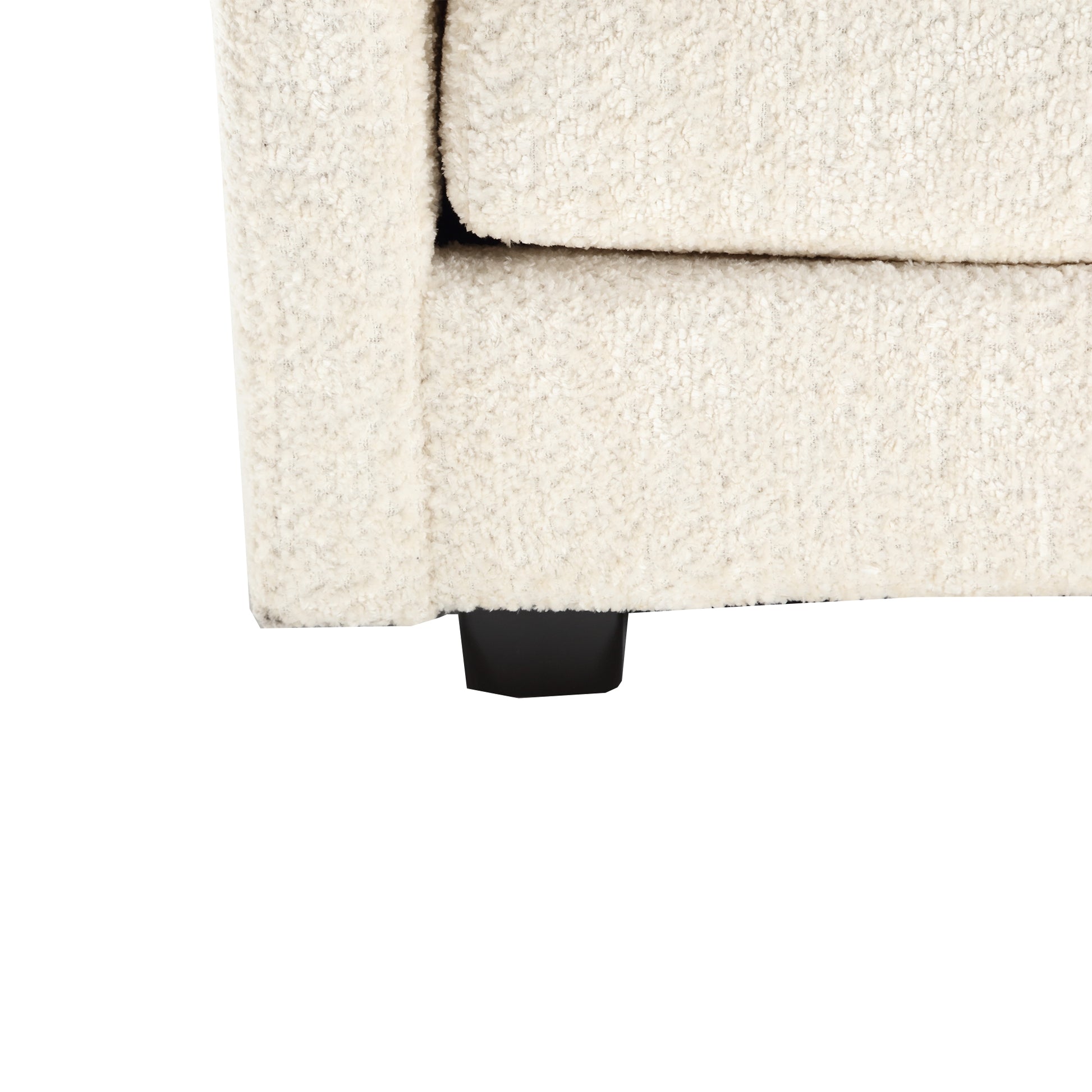 Modern Large Boucle Fabric L Shape Sectional Sofa Beige Boucle 3 Seat