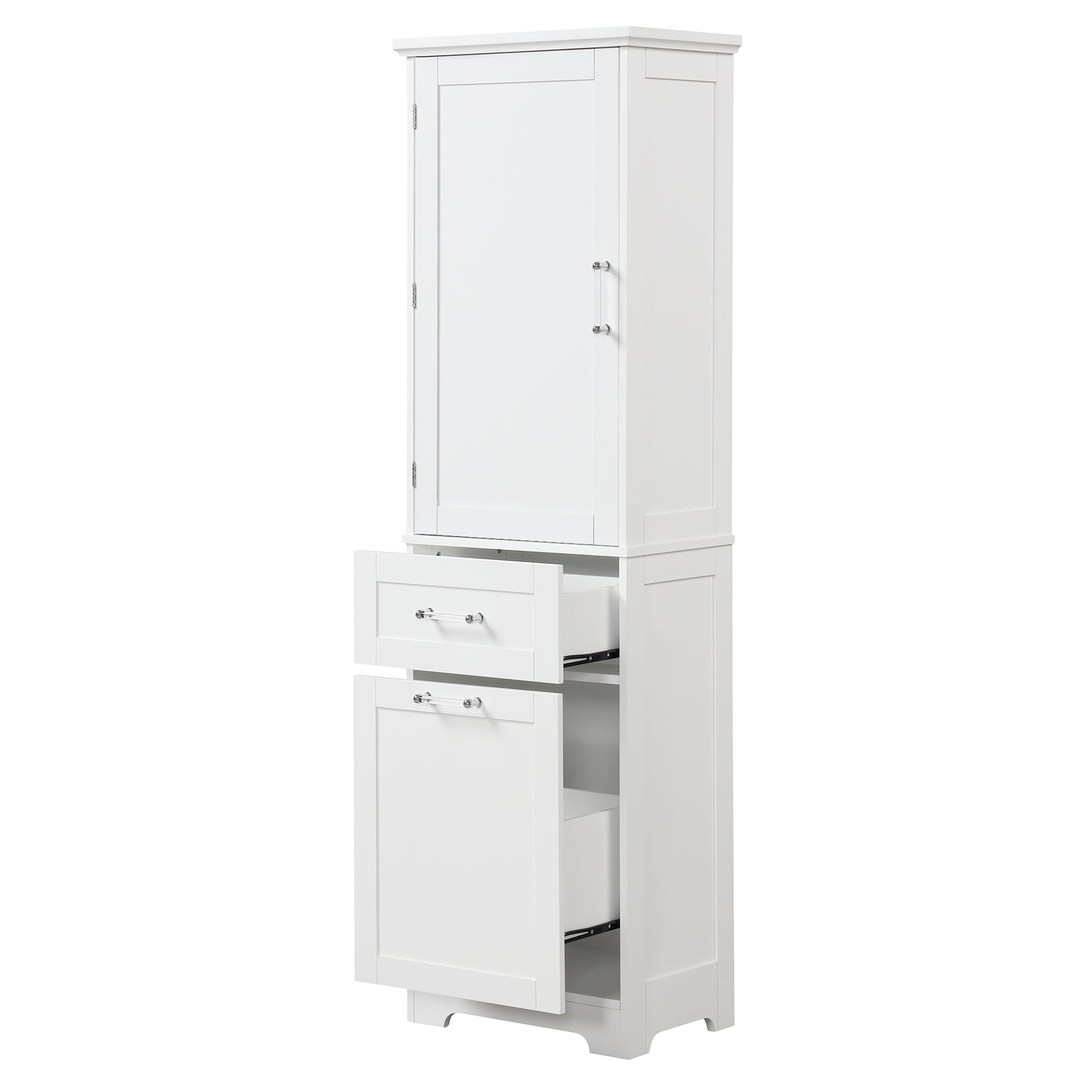 Tall Bathroom Storage Cabinet, Freestanding Storage Cabinet With Two Different Size Drawers And Adjustable Shelf, Mdf Board With Painted Finish, White Old Sku:Wf312730Aak White Mdf