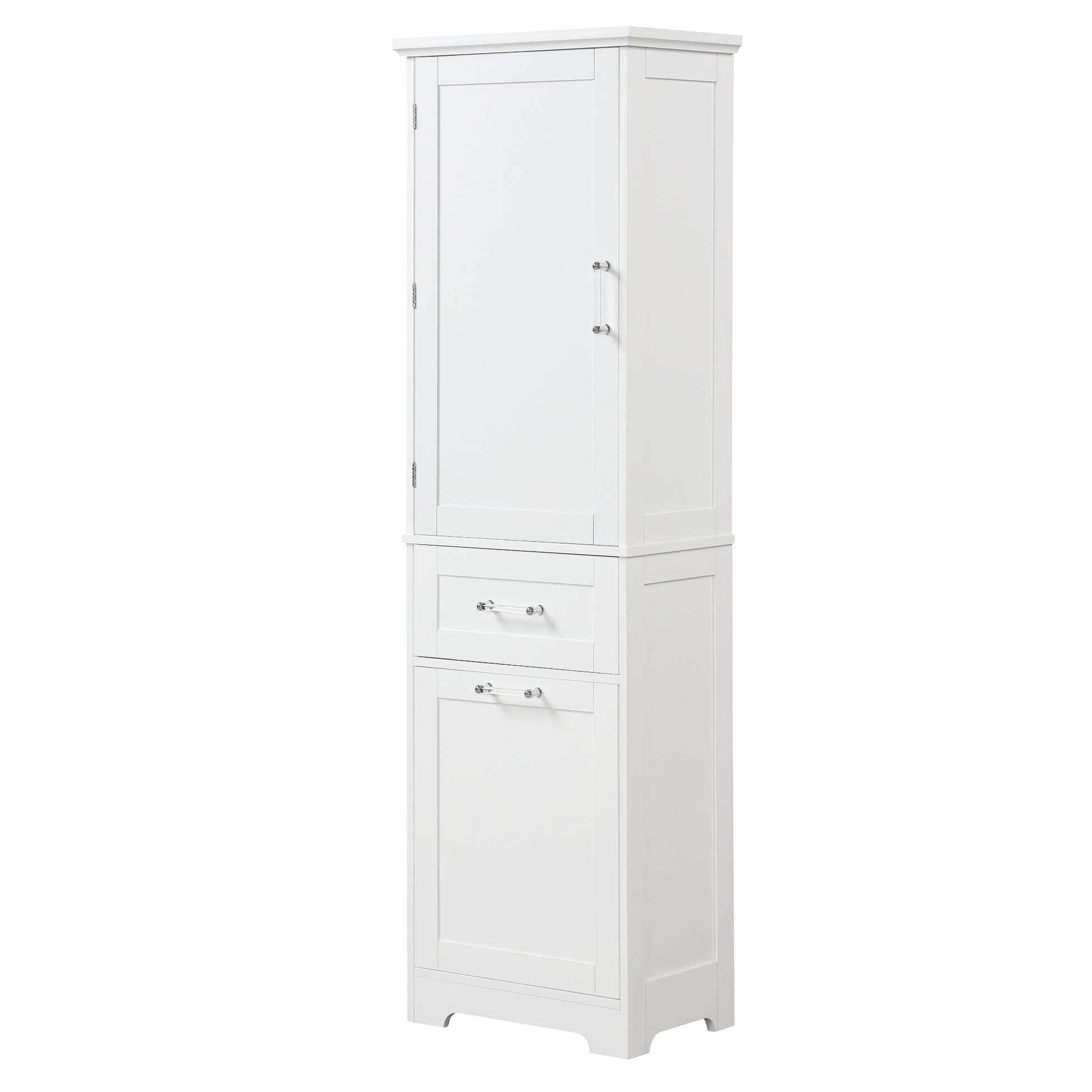 Tall Bathroom Storage Cabinet, Freestanding Storage Cabinet With Two Different Size Drawers And Adjustable Shelf, Mdf Board With Painted Finish, White Old Sku:Wf312730Aak White Mdf