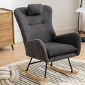 Same As W1372105256 35.5 Inch Rocking Chair With Pocket, Soft Teddy Fabric Rocking Chair For Nursery, Comfy Wingback Glider Rocker With Safe Solid Wood Base For Living Room Bedroom Balcony Greg Grey Casual Foam Teddy