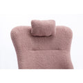 35.5 Inch Rocking Chair With Pocket, Soft Teddy Fabric Rocking Chair For Nursery, Comfy Wingback Glider Rocker With Safe Solid Wood Base For Living Room Bedroom Balcony Pink Pink Casual Foam Teddy