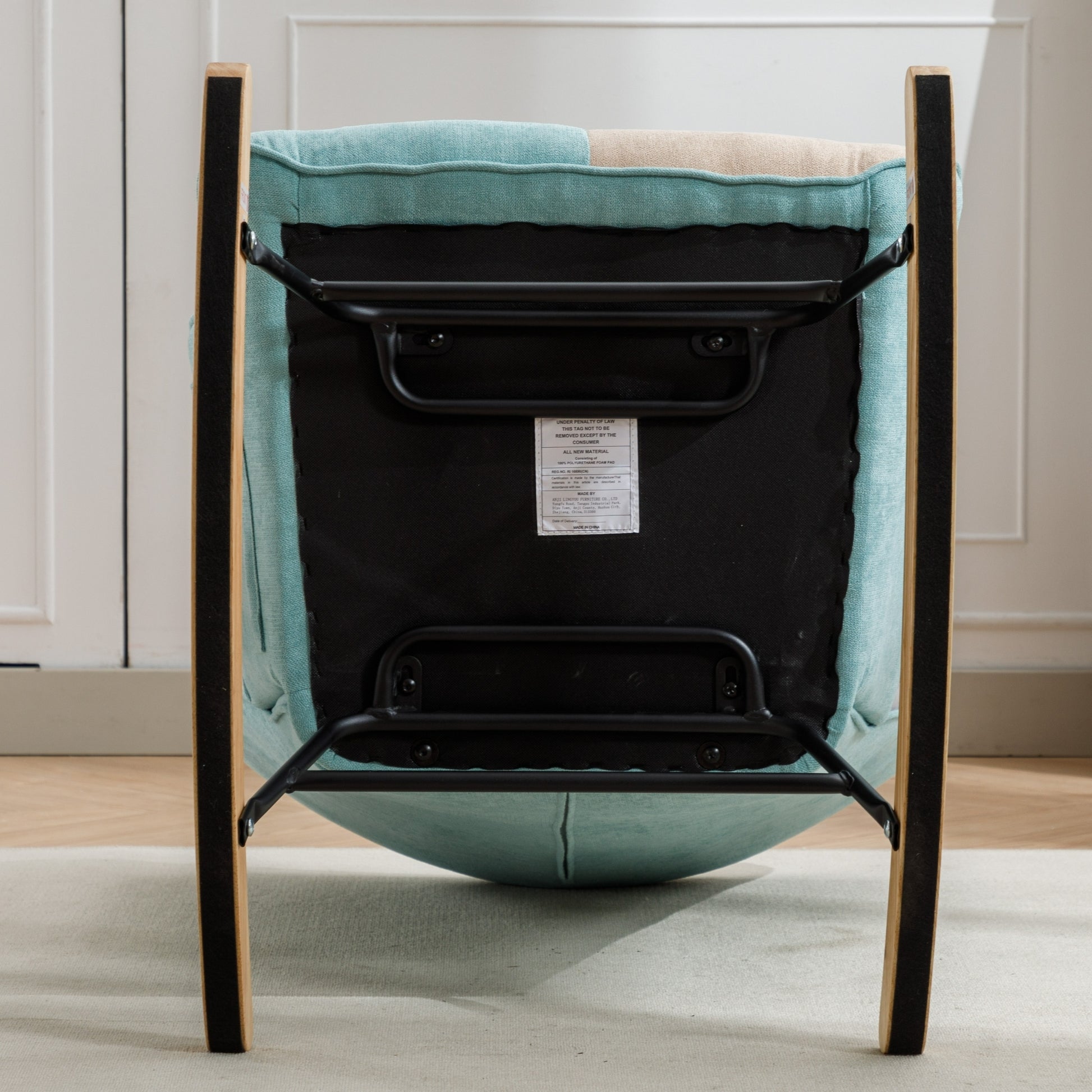 Modern Patchwork Accent Chair With Solid Wood Armrest And Feet, Mid Century Modern Accent Sofa, Fabric Sofa Chair For Living Room Bedroom Studio, Comfy Side Armchair For Bed Green Foam Cotton Linen