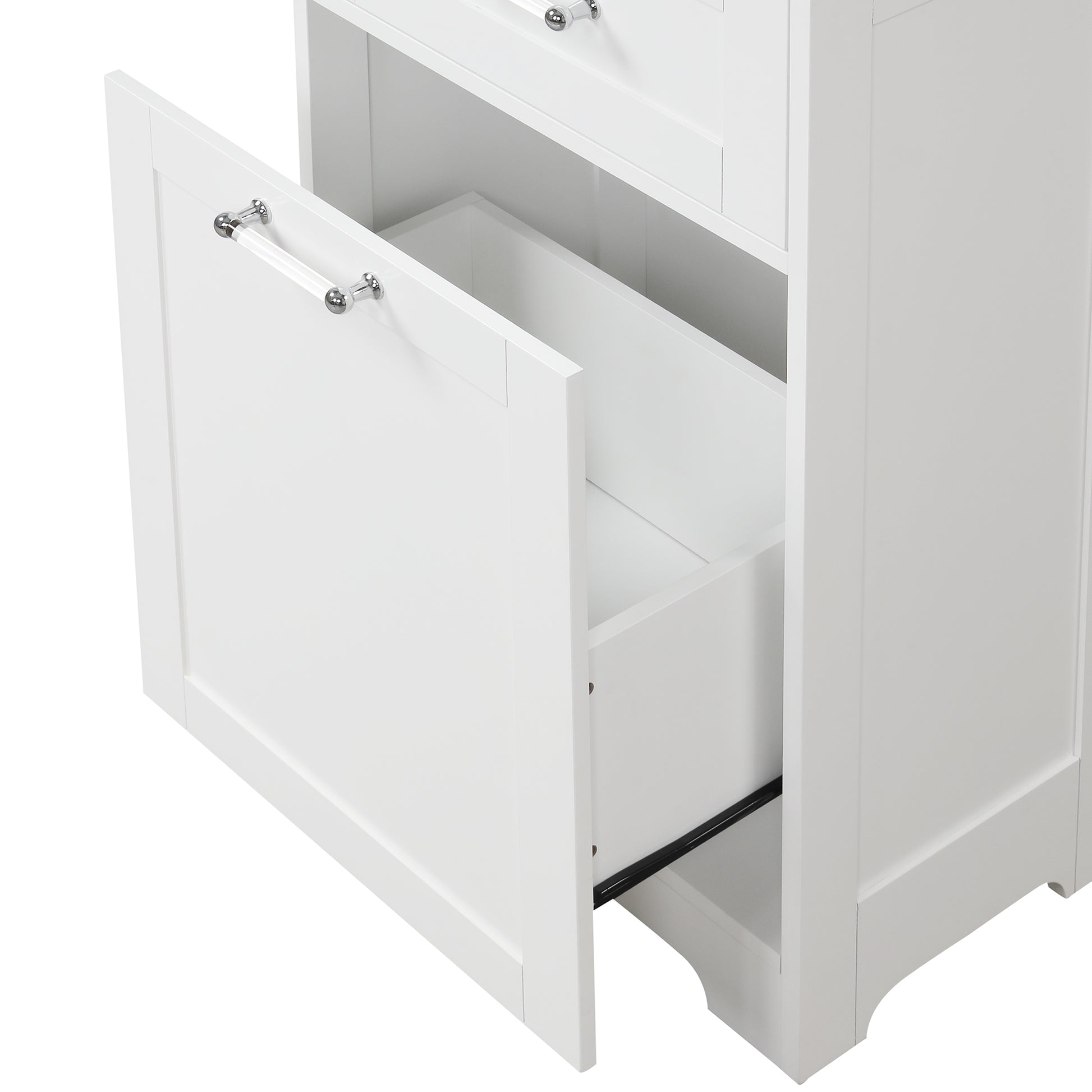 Tall Bathroom Storage Cabinet, Freestanding Storage Cabinet With Two Different Size Drawers And Adjustable Shelf, Mdf Board With Painted Finish, White Old Sku:Wf312730Aak White Mdf