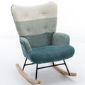Modern Patchwork Accent Chair With Solid Wood Armrest And Feet, Mid Century Modern Accent Sofa, Fabric Sofa Chair For Living Room Bedroom Studio, Comfy Side Armchair For Bed, Green Dark Green Green Dark Green Foam Teddy