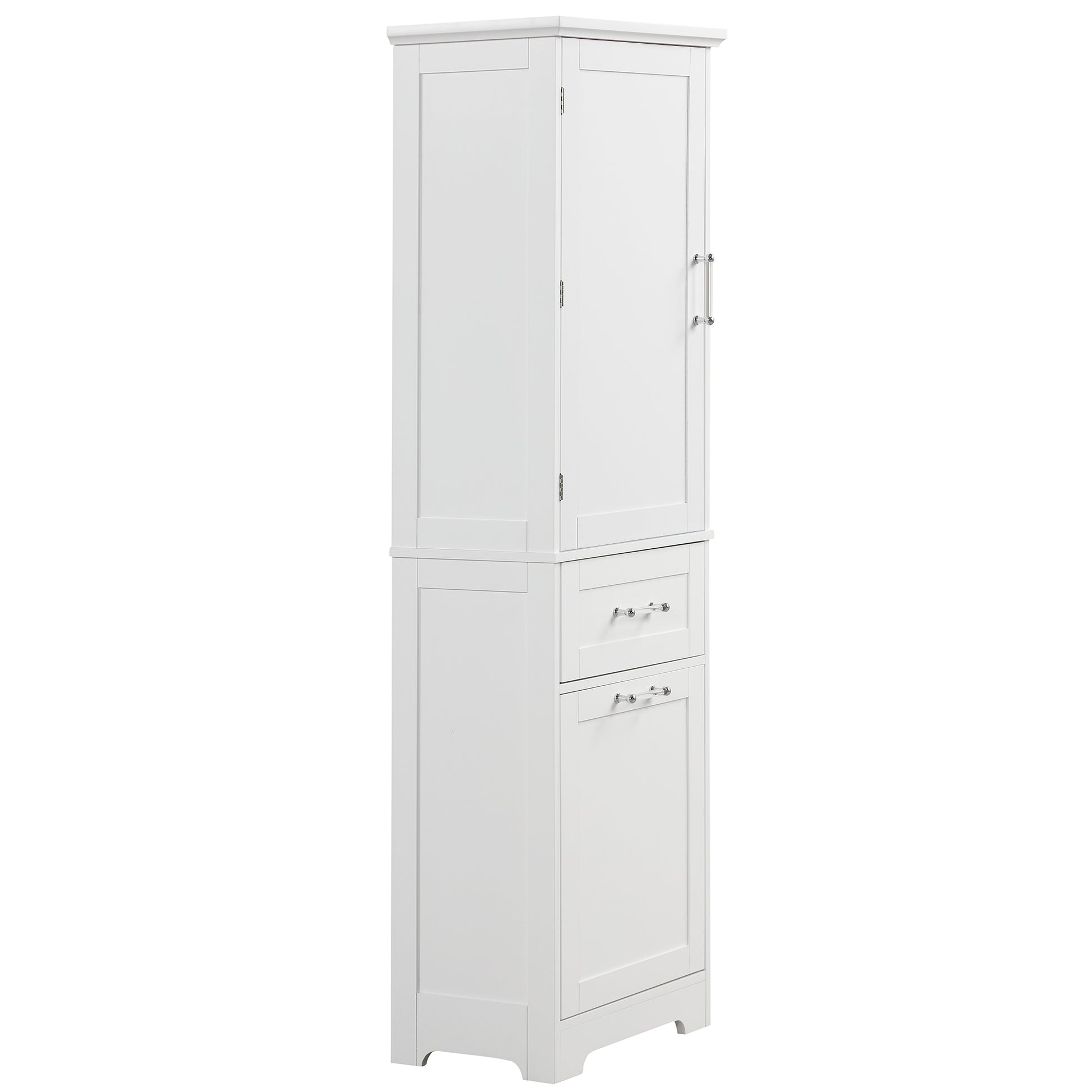Tall Bathroom Storage Cabinet, Freestanding Storage Cabinet With Two Different Size Drawers And Adjustable Shelf, Mdf Board With Painted Finish, White Old Sku:Wf312730Aak White Mdf