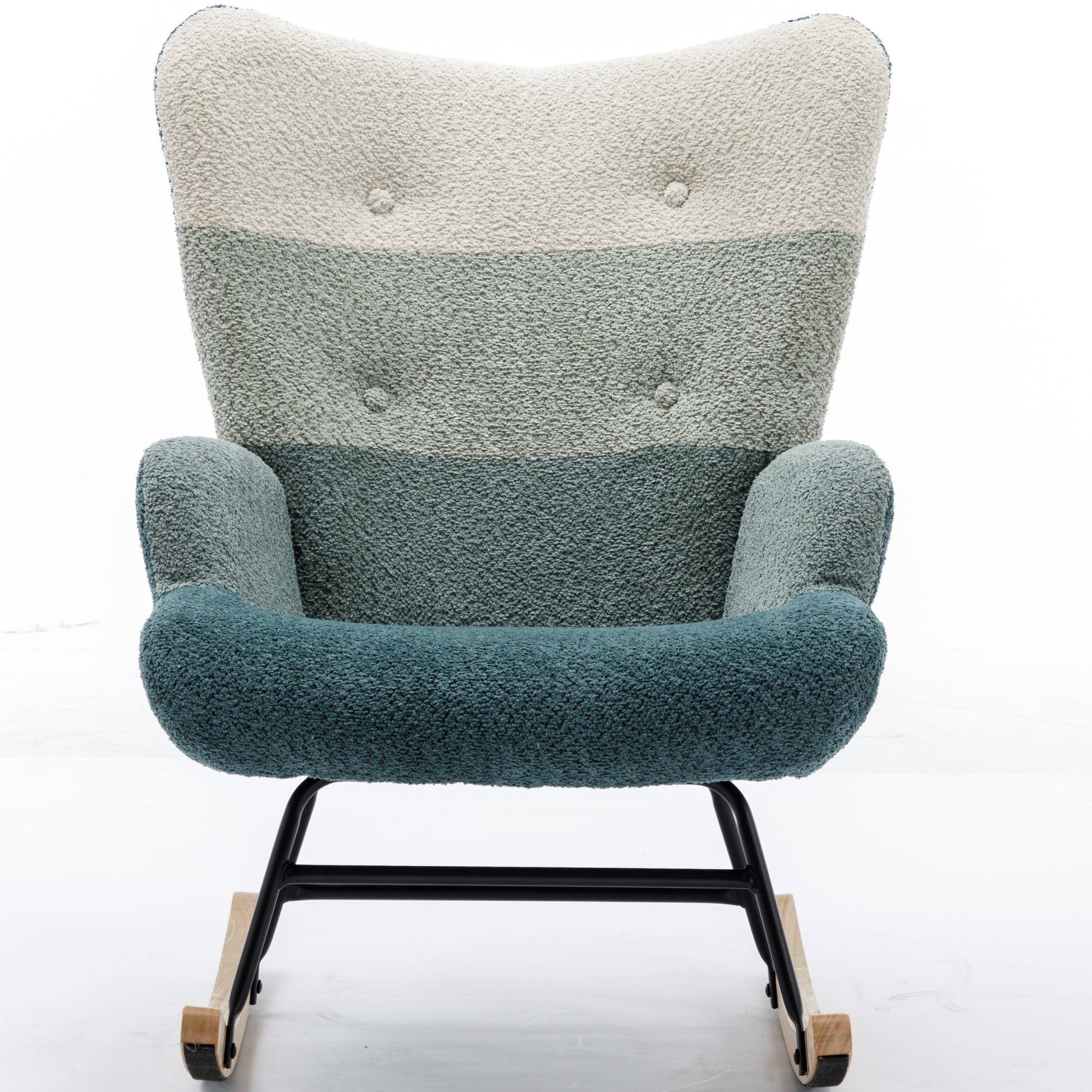 Modern Patchwork Accent Chair With Solid Wood Armrest And Feet, Mid Century Modern Accent Sofa, Fabric Sofa Chair For Living Room Bedroom Studio, Comfy Side Armchair For Bed, Green Dark Green Green Dark Green Foam Teddy