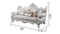 Melrose 2Pc Traditional Living Room Set In Champagne With Silver Brush Silver Gray Chenille Wood Primary Living Space Traditional Wood 5 Seat