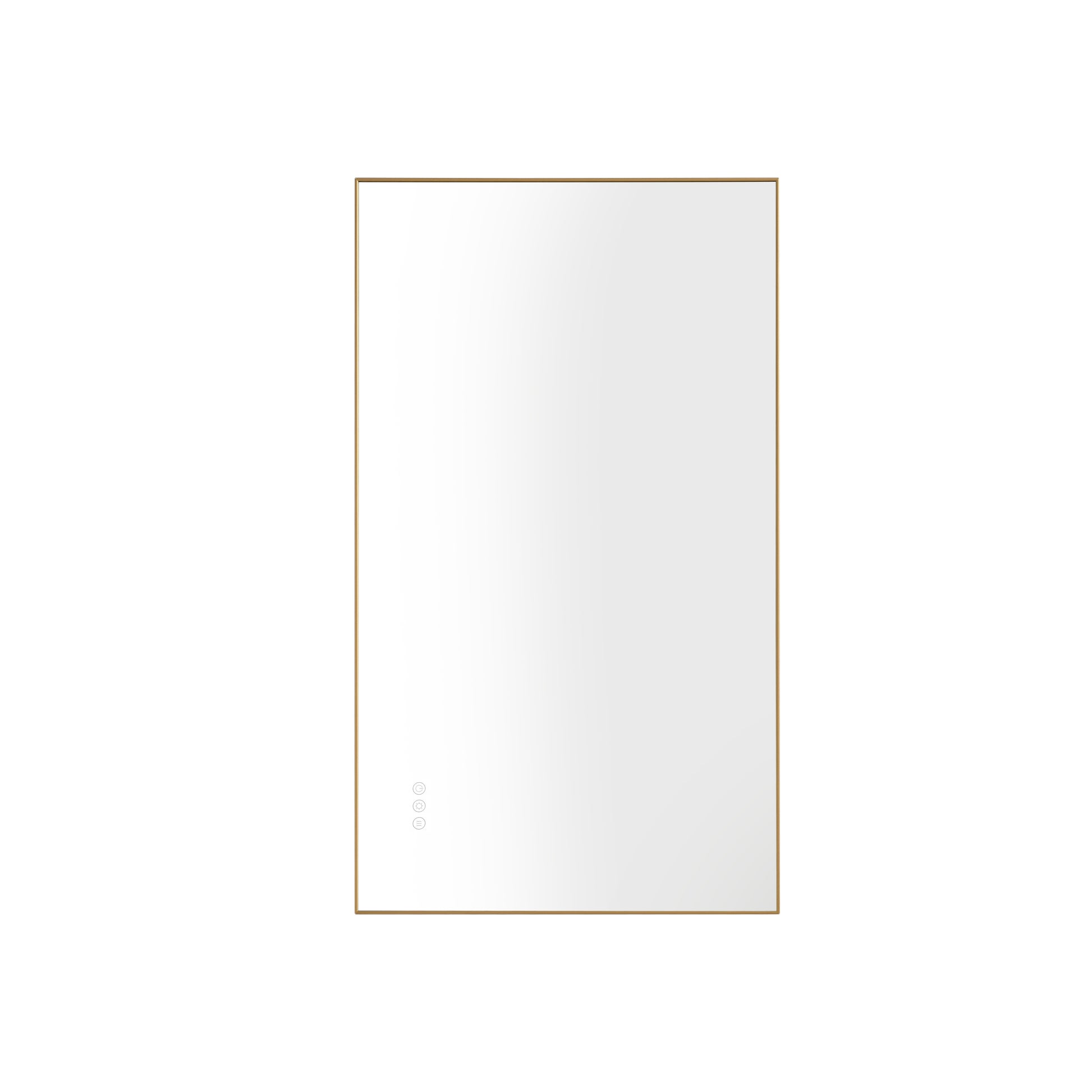 Bathroom Led Mirror Is Multi Functional And Each Function Is Controlled By A Smart Touch Button. Gold Aluminium